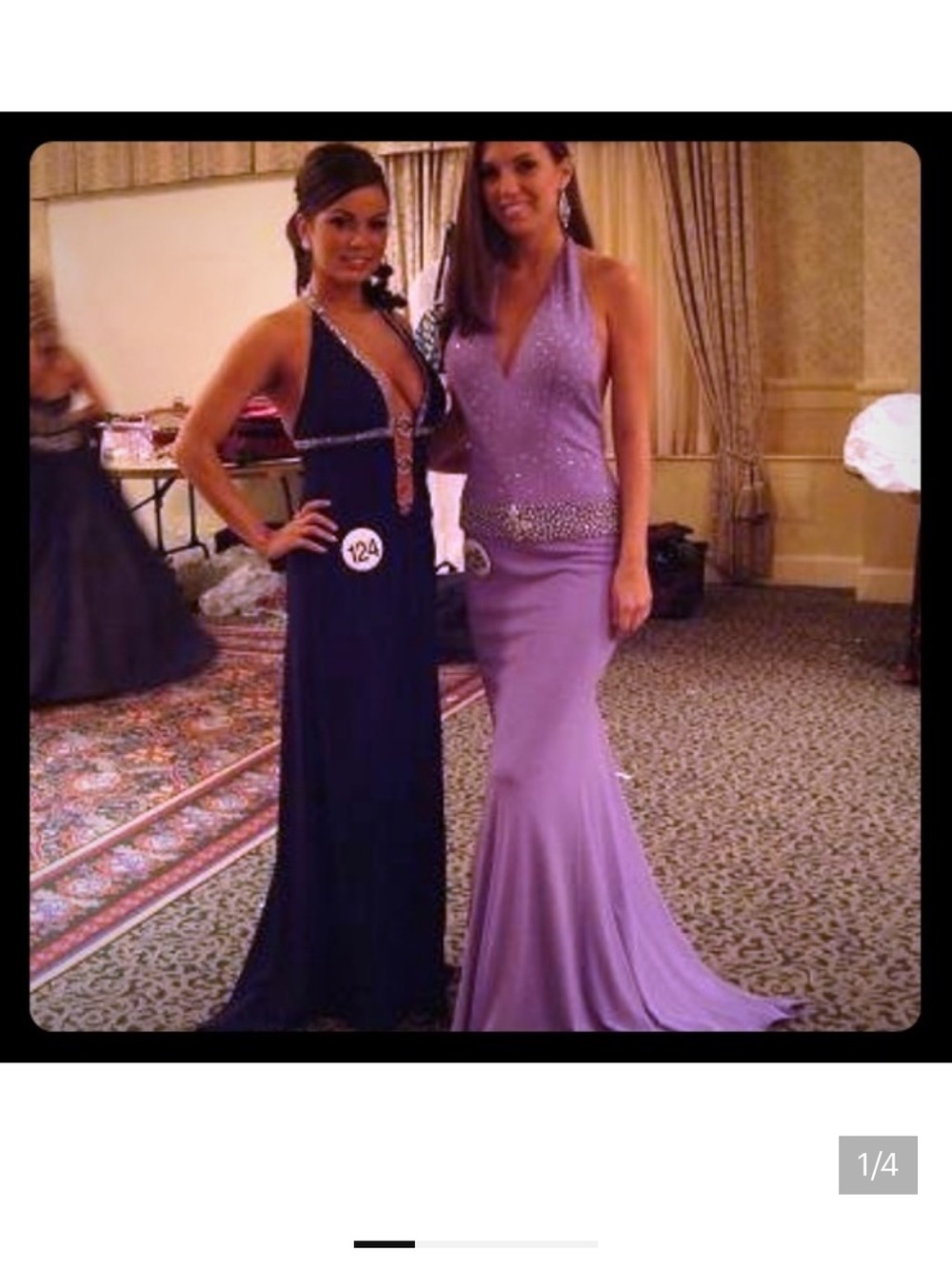 Black and Rhinestone Halter Evening Gown